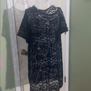 See-through black floral shirt